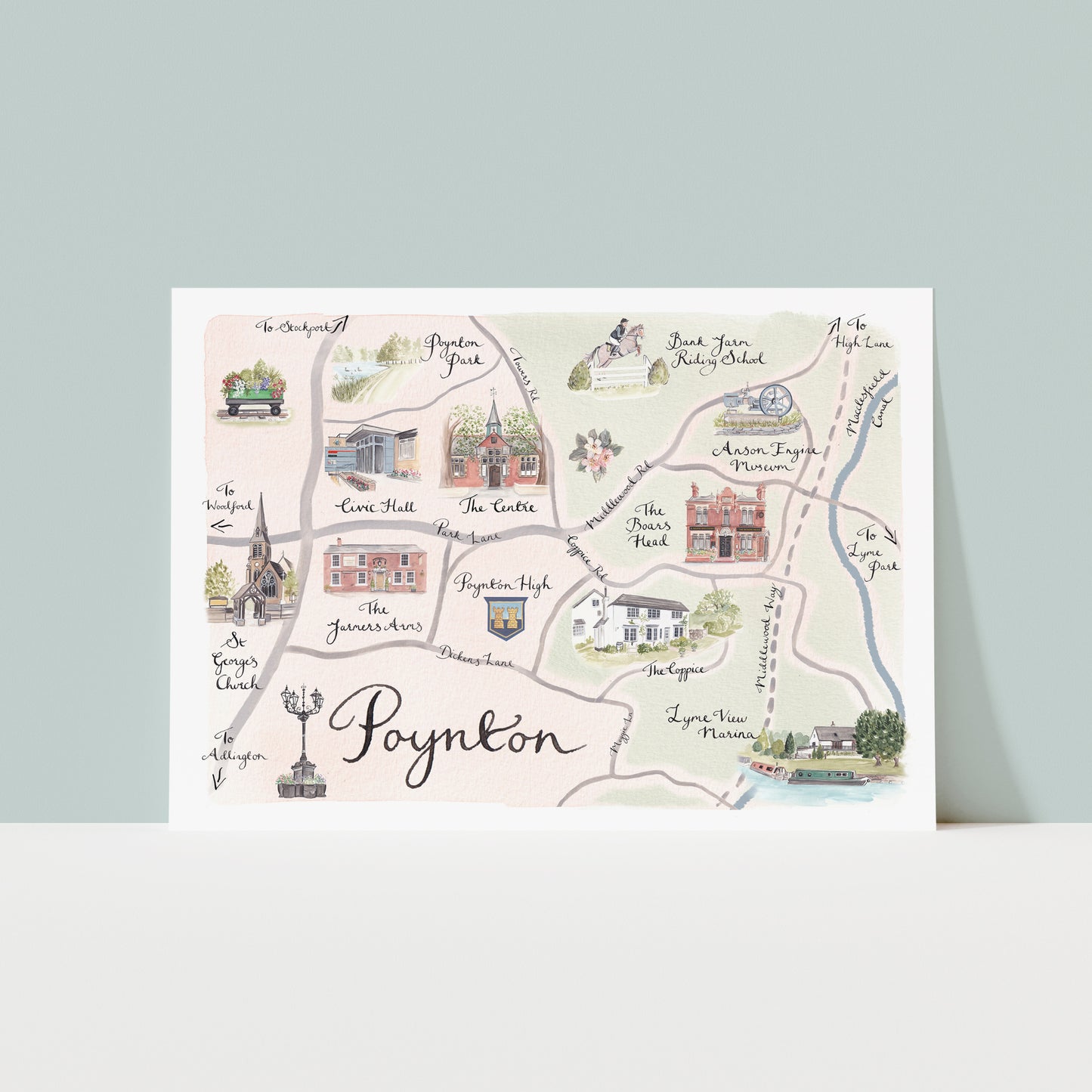Poynton Illustrated Map - Art Print