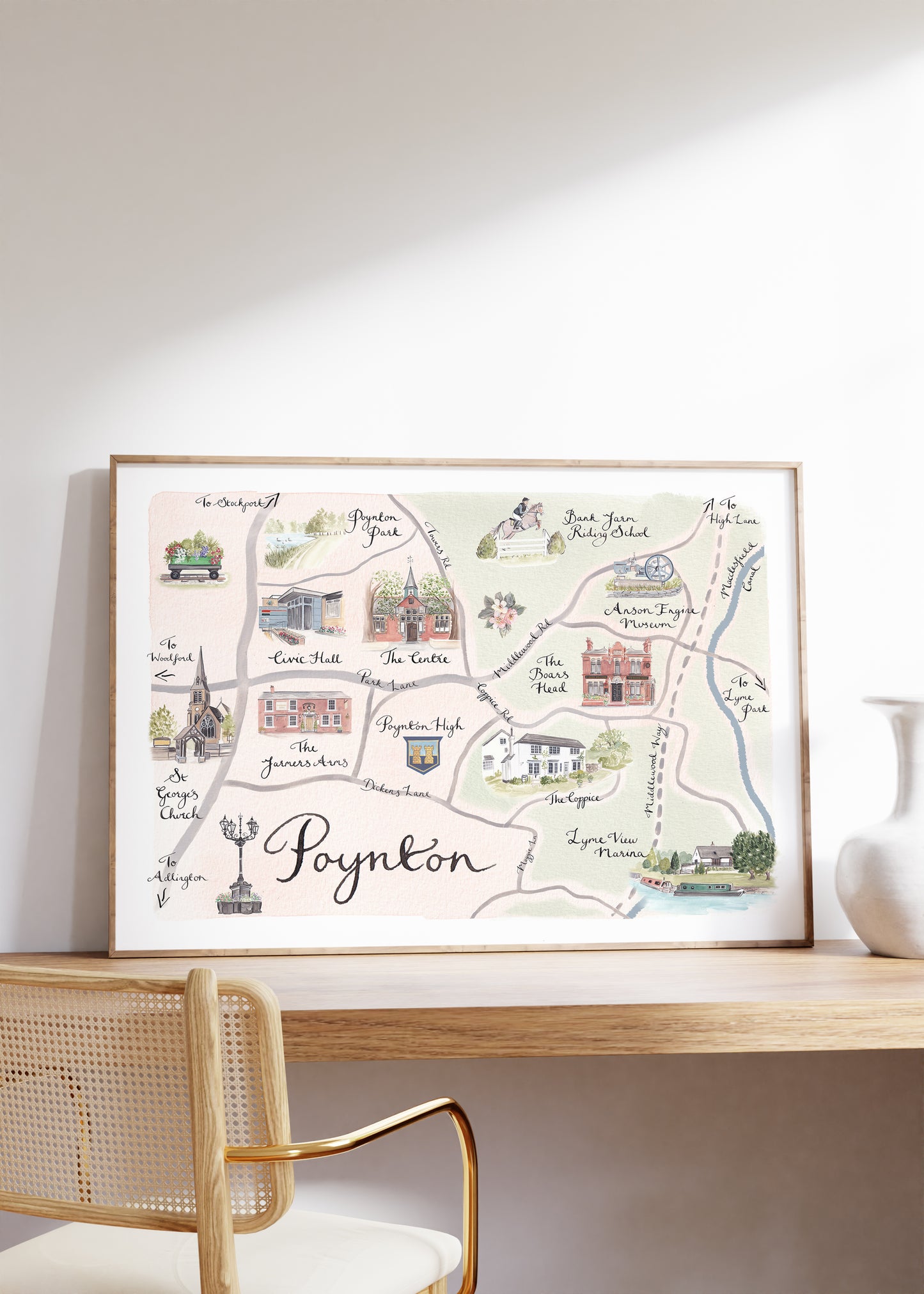 Poynton Illustrated Map - Art Print