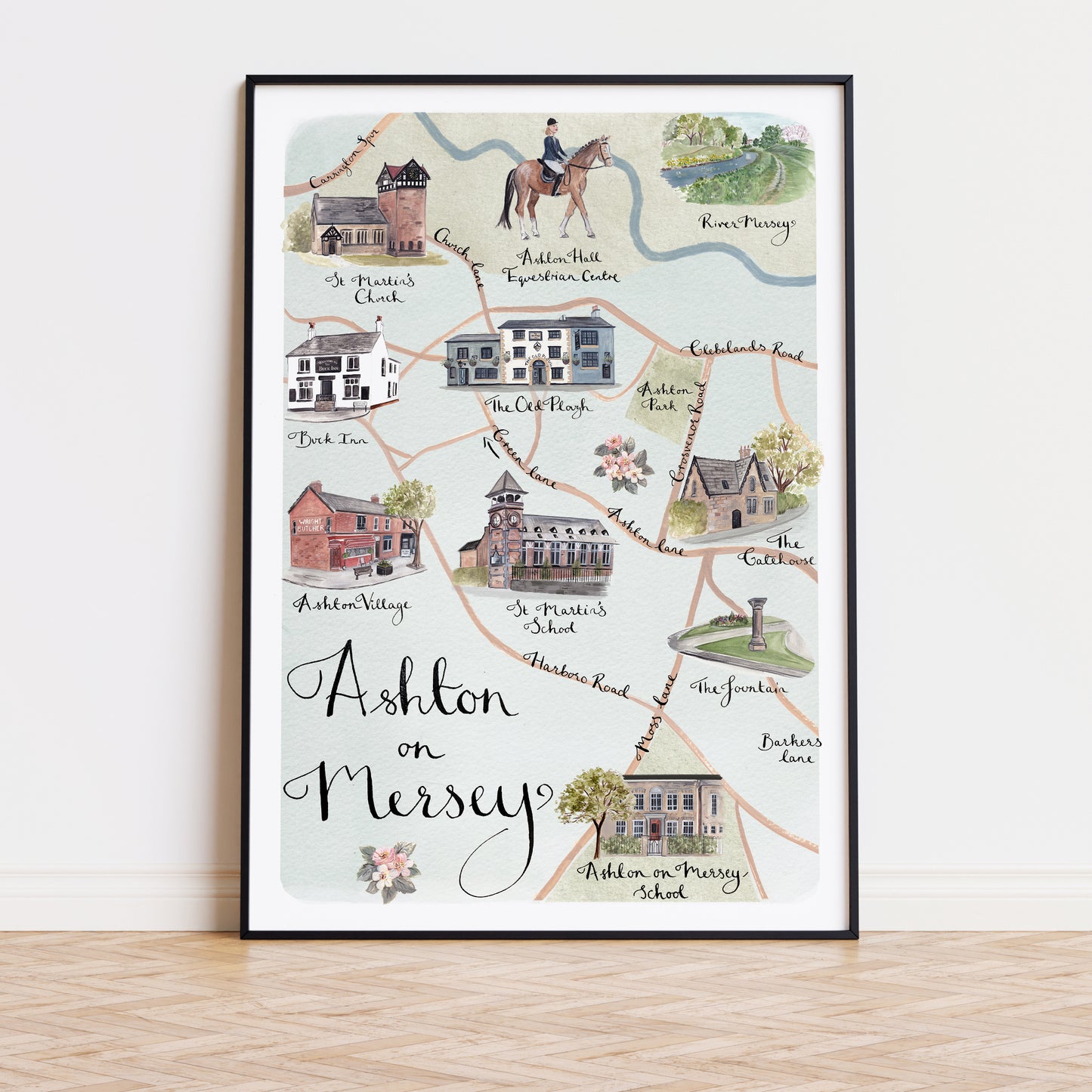 Ashton on Mersey Illustrated Map - Art Print
