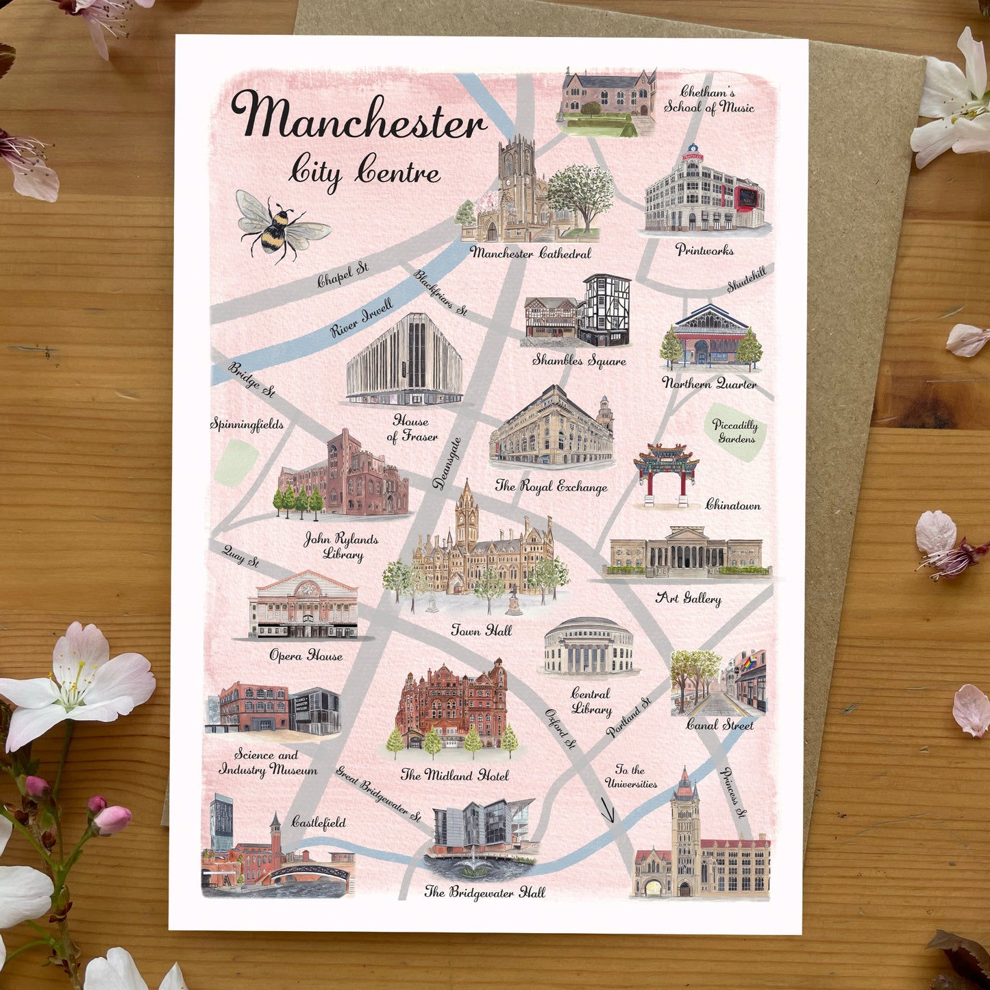 Manchester Map Greeting Card