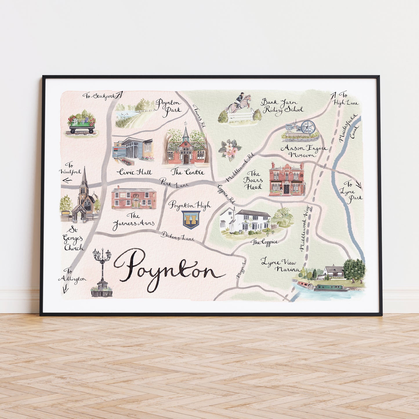Poynton Illustrated Map - Art Print