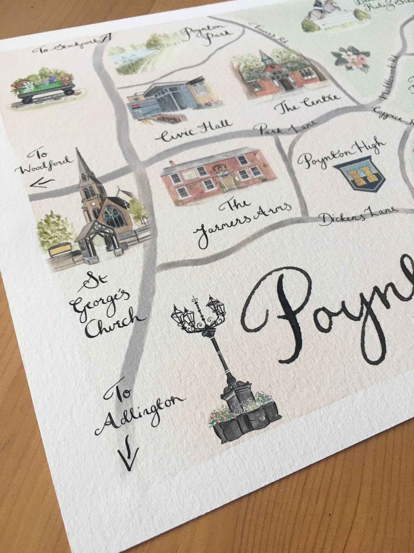 Poynton Illustrated Map - Art Print