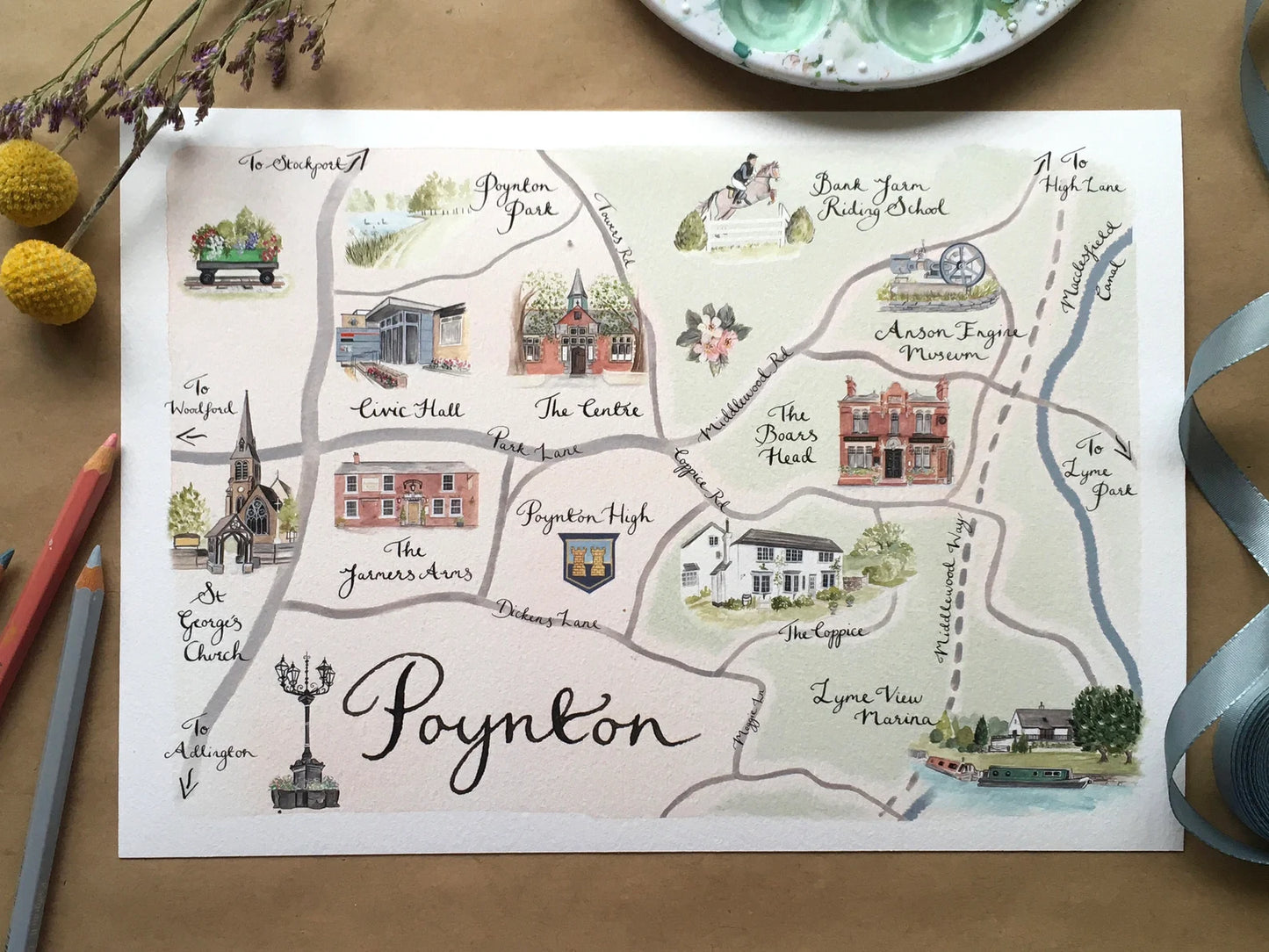 Poynton Illustrated Map - Art Print