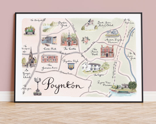 Poynton Illustrated Map - Art Print