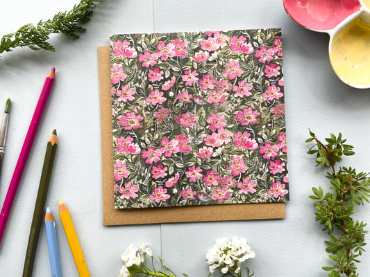 Hedgerow Roses Greeting Card