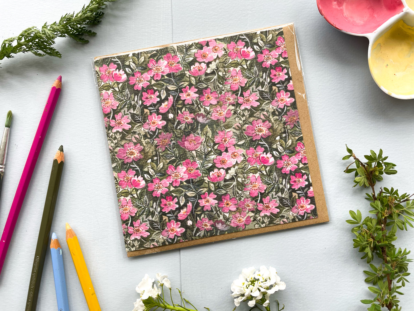 Hedgerow Roses Greeting Card