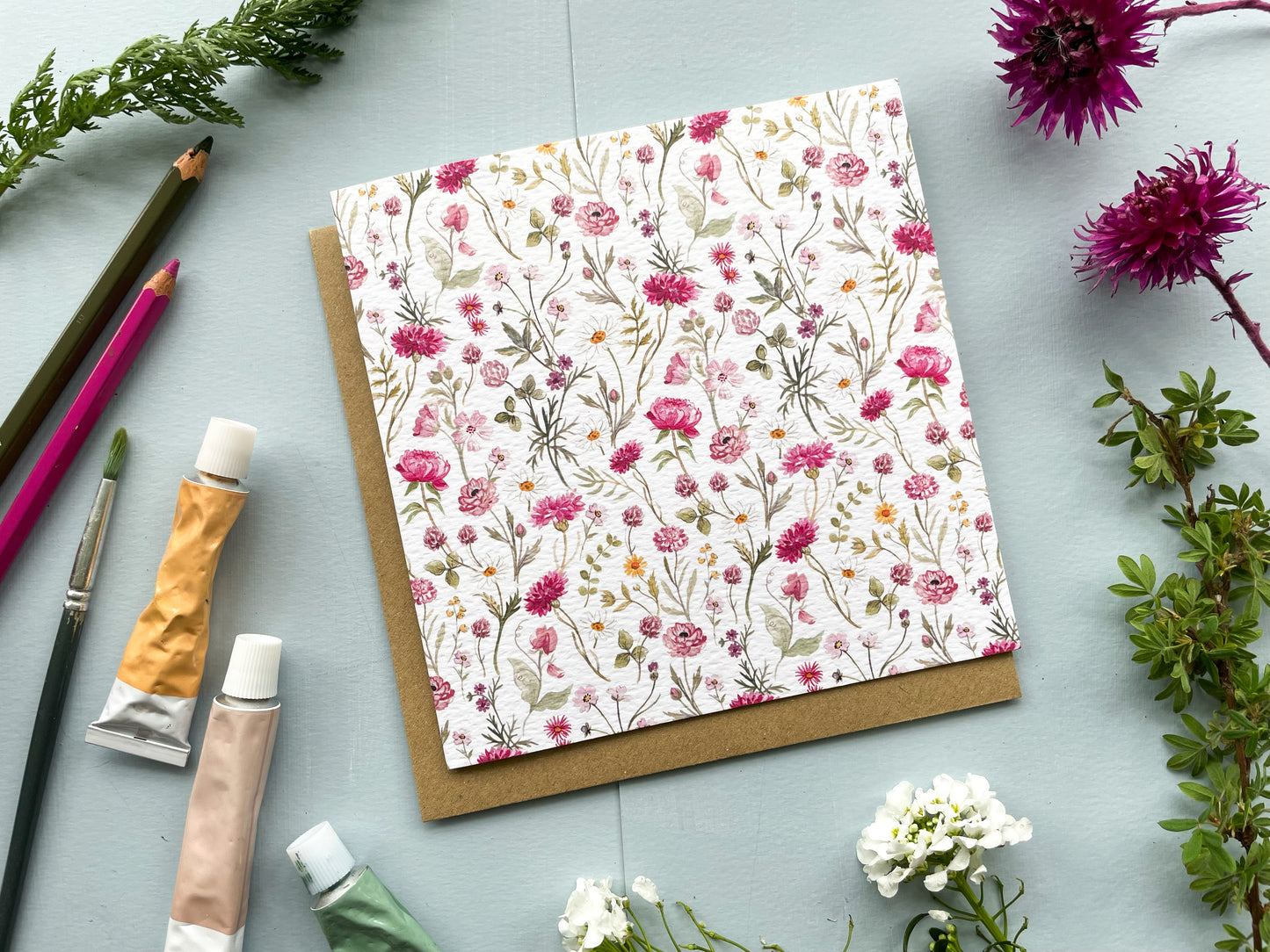 Pink Meadow Greeting Card