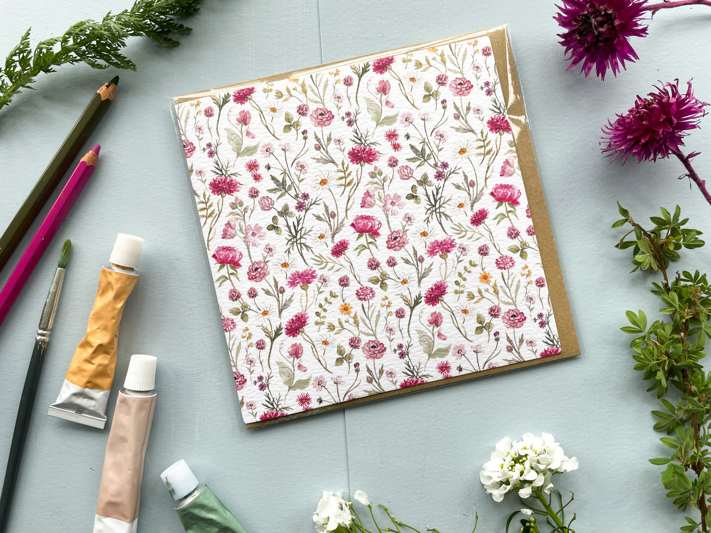 Pink Meadow Greeting Card