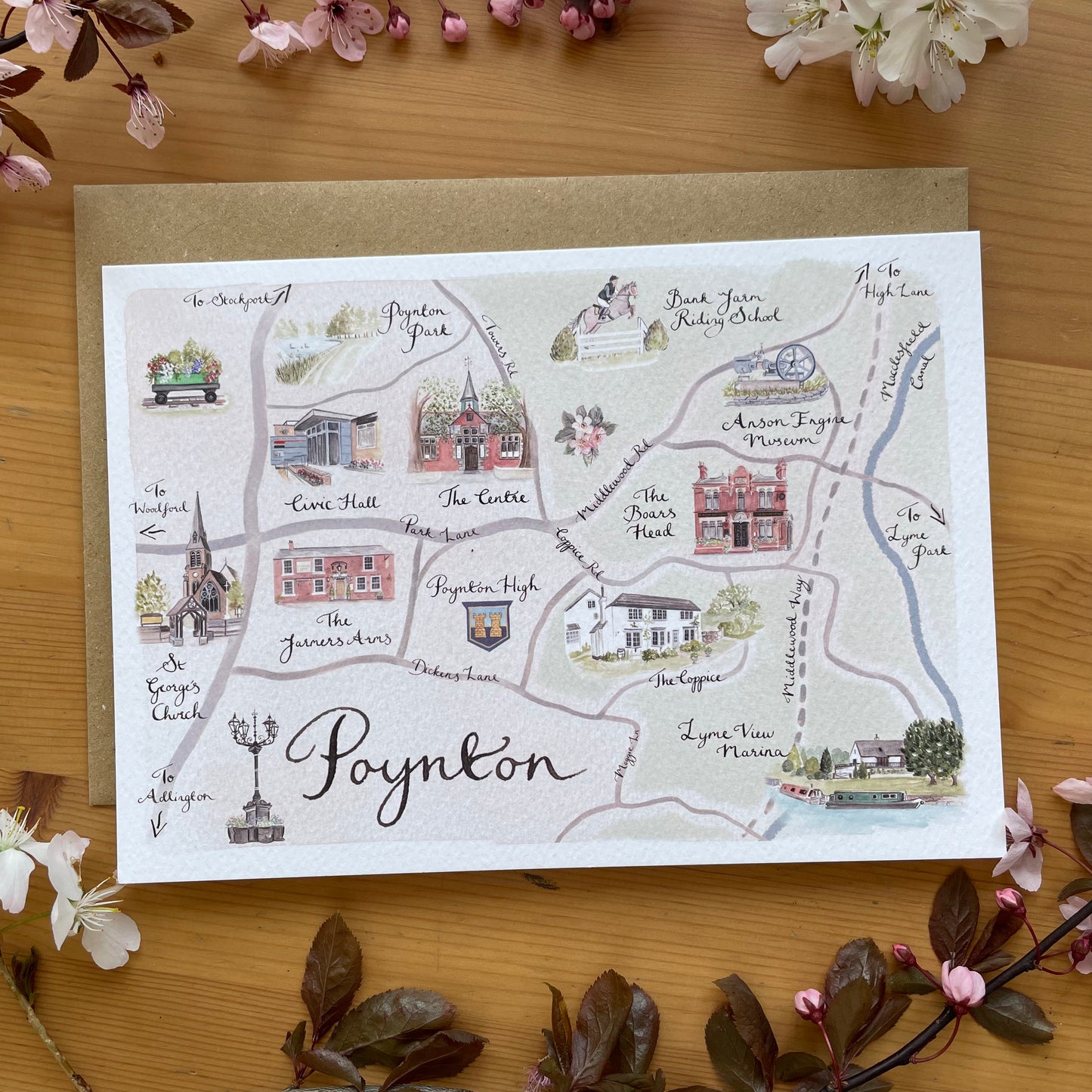 Poynton Map Greeting Card