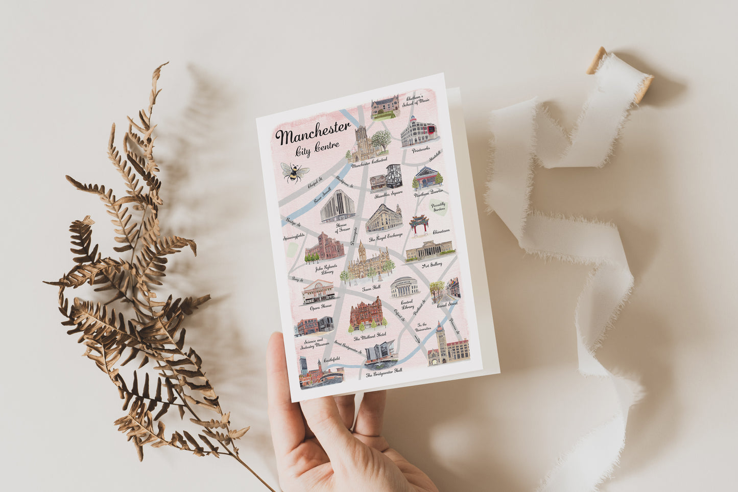 Manchester Map Art Print and Greeting Card bundle