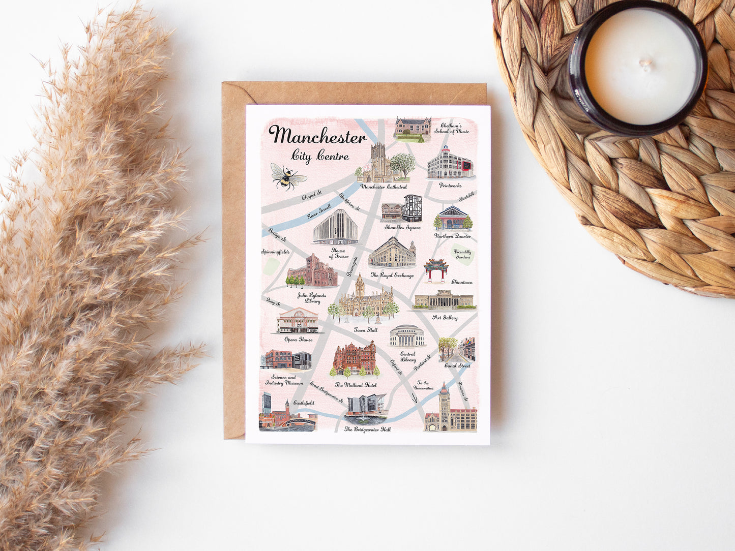 Manchester Map Greeting Card