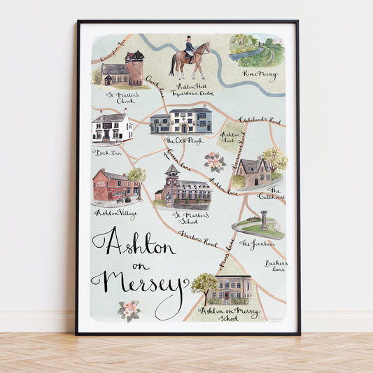 Ashton on Mersey Illustrated Map - Art Print