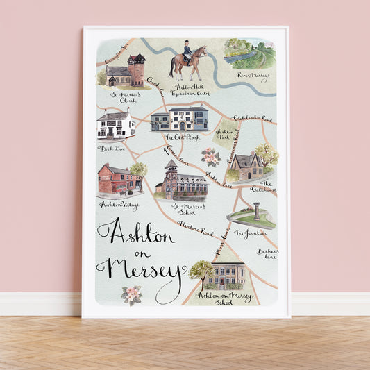 Ashton on Mersey Illustrated Map - Art Print