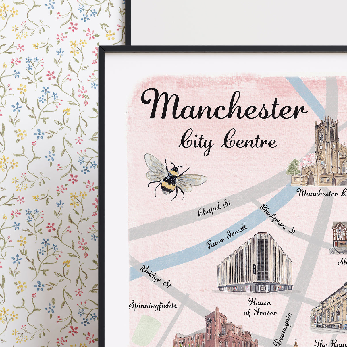 Manchester City Centre Illustrated Map - Art Print