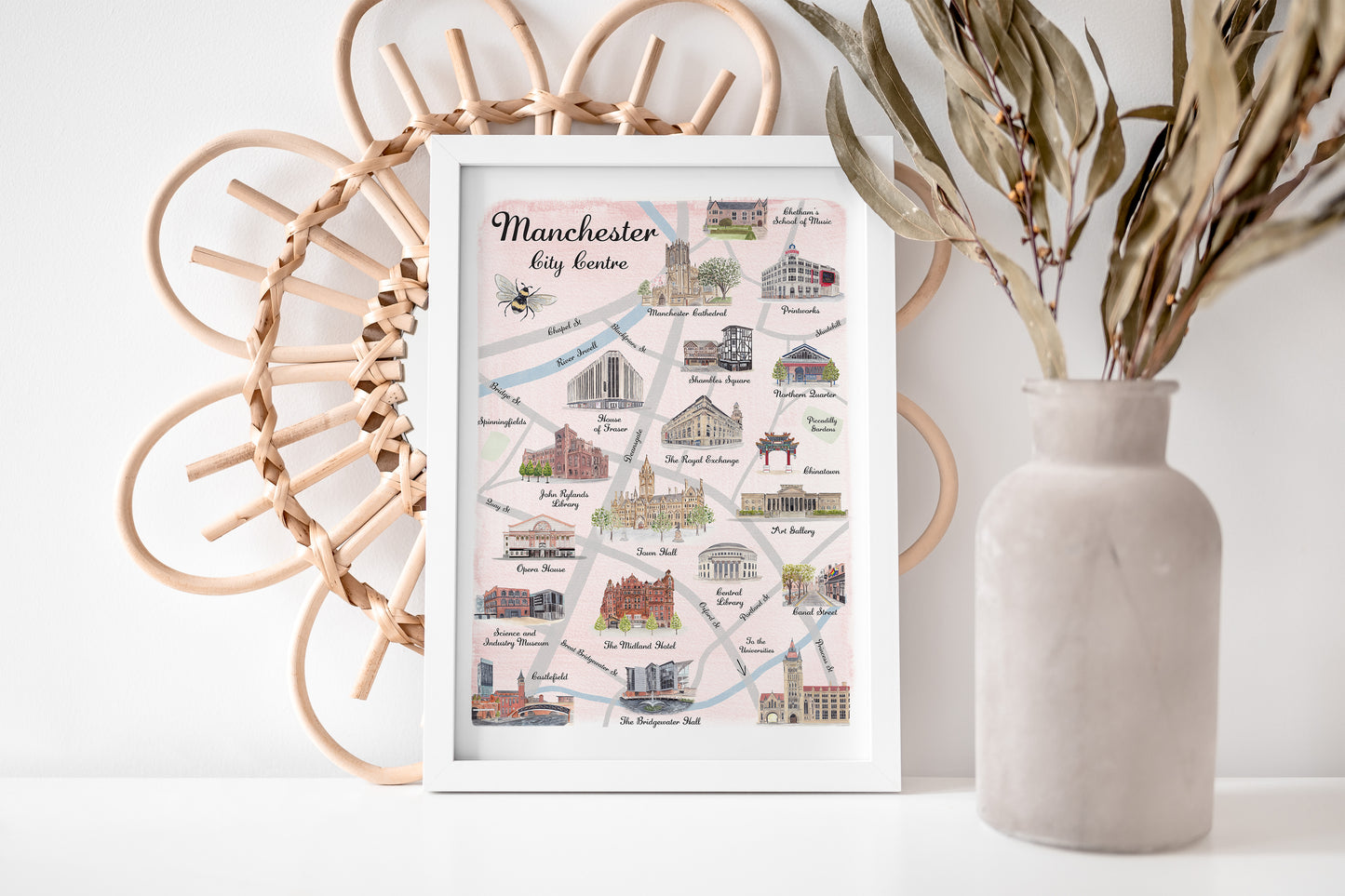 Manchester Map Greeting Card