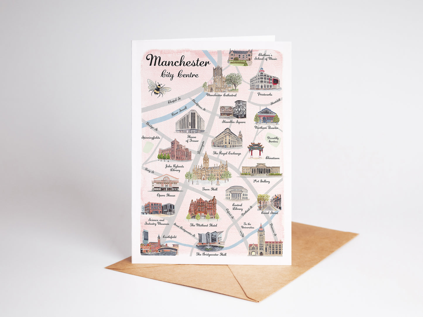 Manchester Map Art Print and Greeting Card bundle