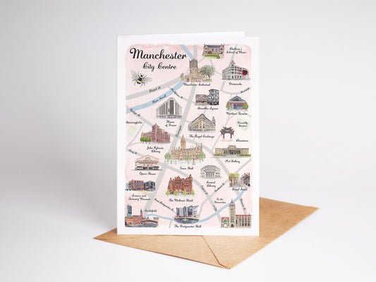 Manchester Map Greeting Card