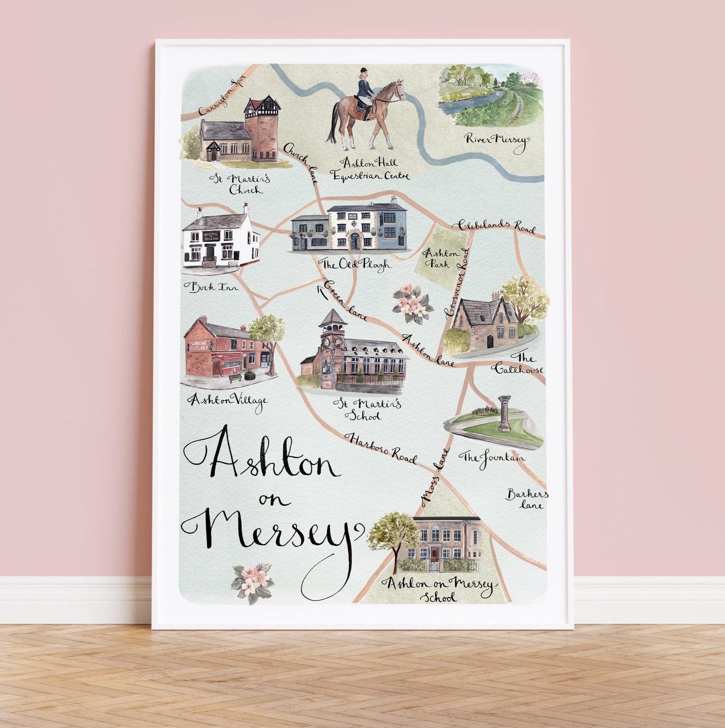 Ashton on Mersey Illustrated Map - Art Print